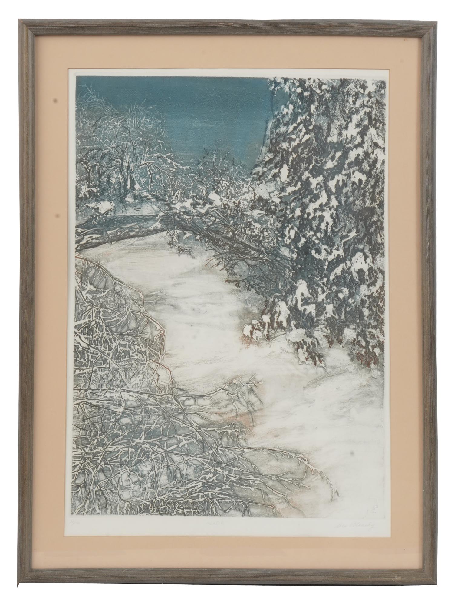 WINTER LANDSCAPE COLOR PRINT SIGNED LOIS POLANSKY PIC-0